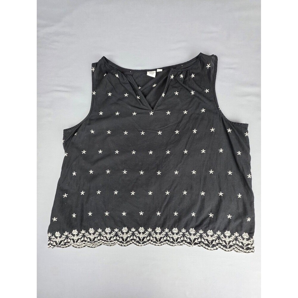 Gap 100% Cotton Sleeveless Scallop Eyelet Top Large Embroidery Delicate Basics